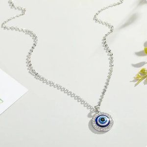 Evil Eye Pendant Necklace (Silver tone)